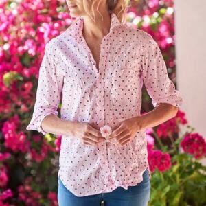 Frank & Eileen BARRY Pink Stripe with Navy Hearts Signature Crinkle size XL